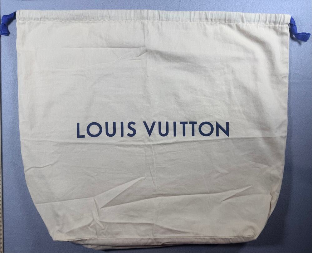 Louis Vuitton Large Drawstring Dust Bag Cream Cotton Blue Cord 24ā x 21ā